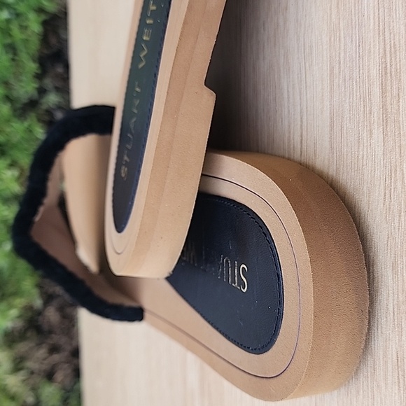 STUART WEITZMAN Black Cammy Block Heel Slide Leather Slide Sandals 9B EU 39.5 - Picture 5 of 12